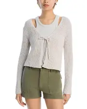 Velvet by Graham & Spencer V Neck Tie Front Cardigan