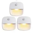 3 PCS Cordless Battery-Powered LED Night Light Motion Sensor Light-Warm White