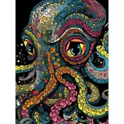 Octopus Colourful Psychedelic Patterns Sea Ocean Art Canvas Print 18X24