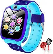 4G Smart Watch for Kids with SIM Card, Kids Phone Smartwatch GPS Tracker, Call, Voice & Video Chat, Alarm, Pedometer, Camera, SOS, Touch Screen WiFi Music Wrist Watch for 4-12 Boys Girls