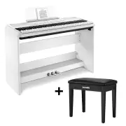 Donner SE-1 88 Key Full Weighted Digital Piano Portable Professional Arranger Keyboard with Stand - Piano+Black Bench