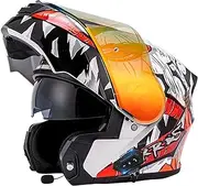 Bluetooth Snowmobile Motorcycle Helmets，Motorcycle Full Face Helmet DOT/ECE Approved Motorbike Moped Street Bike Racing Crash Helmet with Sun Visor for Adult, Men and Women