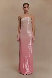 Miranda Strapless Sequin Maxi Dress - Ombre Pink