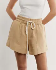[Jag] Jag Women's Gigi Linen Pull On Short In Sand Neutrals Size 10 10 Neutrals