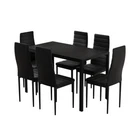 Artiss Dining Chairs Table Dining Set 7 PU Leather 6 Seater Chair Wooden Black