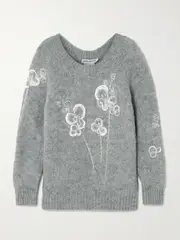 [BERNADETTE] BERNADETTE - Orchidea Crystal And Sequin-embellished Alpaca-blend Sweater - Gray - small small Gray