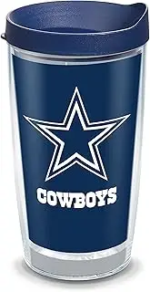 Tervis 1317734 NFL Dallas Cowboys - Blitz Stainless Steel Insulated Tumbler with Navy with Gray Lid Navy Blue Lid 16 oz - Tritan Clear