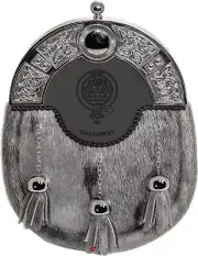 Galloway Dress Sporran 3 Tassels Studded Celtic Arch Scottish Clan Crest
