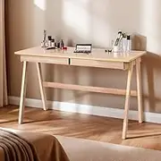 Furb Wooden Study Desk with 2 Drawers, Home Office Writing Desk, Natural, 140x60cm