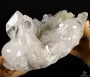 Origianl 8.8" Quartz Rock Crystal Druse Carved Crystal Skull, Realistic