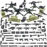 BrickBounty 106 pcs Weapons Toys Machine-Guns-Rifles Compatible with Major Brands, Minifigures Militarybase-Toy-Soldiers-Sentry Post, WW2-Modern-SWAT-Battle-Ammo-sandbag- Army Supplies