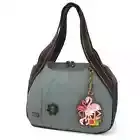 New Chala Shoulder Bowling Zip Tote Large Bag Indigo Blue Flamingo Coin Purse