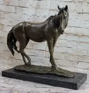 Art Decor Men Racing Arabian Horse Bronze Hot Cast Sculpture Marble Figurine