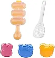 LALOCAPEYO Rice Ball Molds With Cute Animal Shapes, Sushi Mold, Mini Rice Paddle DIY Kitchen Tool (3 Pcs + 1 Pcs)