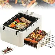 Electric BBQ Kabob Skewers Grill,Multipurpose Hot Plate Grill Double Layer,360° Rotating Skewers Non-Stick Double Layer Oven Three Modes Timable for Parties, Backyard BBQ, Camping