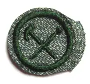 Rare 1936 Girl Scout Transition HANDYWOMAN BADGE Silver Hammer Brush Tools Patch