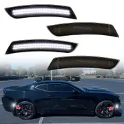 4pcs White Lights Smoked Lens Front Rear Full LED Car Side Marker Light Kit For Chevy Camaro 2016-2023