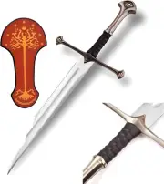 Half LOTR Anduril Aragorn Sword of Narsil with Scabbard and Display Plaque