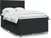 Generic Box Spring Bed with Mattress Black Double Faux Leather,Furniture,Beds & Accessories,Beds & Bed Frames