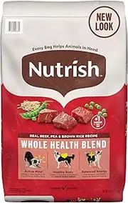 Nutrish Real Beef, Pea & Brown Rice Recipe Whole Health Blend Dry Dog Food, 28 lb. Bag, Packaging May Vary (Rachael Ray)