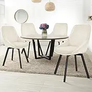ALFORDSON Velvet Dining Chairs Set of 4, Kitchen Chair with Swivel Seat, Metal Legs & Floor Protector, Reading Seating for Home Cafe Coffee Table, Max 150kg, Beige