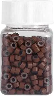 Hair Extension Loops, 500PCS/Bottle Hair Extentions Micro Rings Links Beads, 5MM Silicone Lined Beads for Human Hair Extensions Tool(Light Brown)