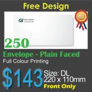 250 Plain faced Envelope Full Colour Printing (Front Only)on 100gsm bond paper