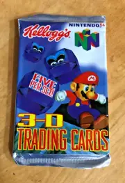 Kellogg's 1996 Nintendo 64 3-D Mario Bros. Trading Cards Sealed 5 Cards Per Pack