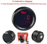 US 2" 52mm Red Digital LED Elec 0-9999 RPM Tachometer Tacho Gauge Car Motor