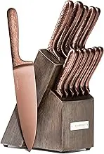 Cambridge Silversmiths Rame Hammered Copper 12-Piece Cutlery Set with Block