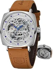 [DAXIAOYU] Automatic Mechanical Men Wristwatch Unique Diamond Dial Design Male Clock Luxury Gold Waterproof Hollow Skeleton Watch
