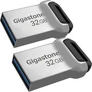 [Gigastone] Z90 [2-Pack] 32GB USB 3.1 Flash Drive, Mini Fit Metal Waterproof Compact Pen Drive, Reliable Performance Thumb Drive, USB 2.0 / USB 3.0 Interface Compatible