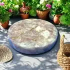 Round Rose Quartz Coffee Table Healing Crystal Stone Kitchen Center Furniture