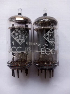 Balanced Pair ECC83 / 12AX7 Telefunken Smooth Plate, Diamond Bottom nr3