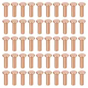 50Pcs 2.5mm Dia x 8mm L Shank Flat Head Copper Solid Rivets Fastener Copper Tone