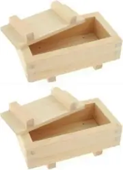2 Pack Wooden Rectangular Sushi Press Mold Maker Rice Cake Box 7x4 inch 3131x2