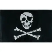Jolly Roger Black Flag 3 ft by 5 ft Spooky Skull Crossbones Pirate Eyepatch