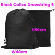 Black Calico Drawstring Bag Bulk Black Drawstring Calico Bags S5 H50cm x W40cm