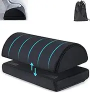 Foot Rest for Under Desk at Work，Adjustable Height Memory Foam Foot Stool Under Desk with 2 Adjustable Heights for Car，Home and Office to Relieve Back,Lumbar,Knee Pain