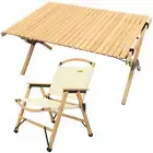 NNEDSZ Chair & Table Set Bamboo Camping Folding Portable Outdoor Picnic Travel B