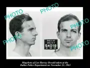 OLD POSTCARD SIZE PHOTO OF LEE HARVEY OSWALD MUGSHOT JFK ASSASINATION 1963