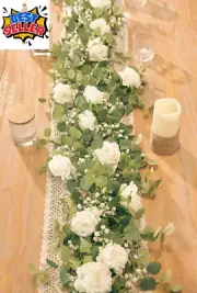 5.91FT Artificial Eucalyptus & White Rose Garland - Floral Greenery Decor