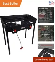 Durable Double Burner Camp Stove with Removable Legs & Individual Heat Control