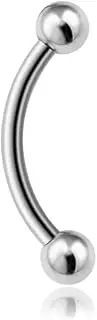 [Elfex] G23 Titanium 16G Tiny Curved Eyebrow Ear Navel Belly Lip Rings Barbell Piercing Jewelry, 16G(1.2mm), Titanium, no gemstone
