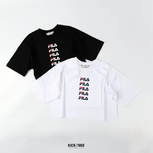 FILA TEE 串標 小LOGO 短版 落肩 短T 黑色 白色【5TEV1427】