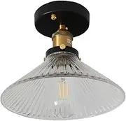 CJLWSLCO Kitchen Ribbed Glass Ceiling Light Fixture Modern Semi Flush Mount Ceiling Lamp Mid Century Chandelier Antique Vintage Industrial Close To Ceiling Lighting For Living Room Stairs Hallway Aisl