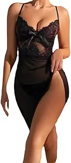 [MDSADYOH] Women Lingerie Sexy Lace Babydoll Chemise Strappy Slip Mesh Honeymoon