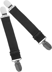 Toyvian Elastic Pant Strap Cinch Clip Adjustable Clip Suspender Fastener Tightener Boot Clamps Motorcycle Riding Clips Windproof Boot Clips Adjustable Boots Metal Black