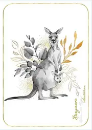 Old Tupton Ware Fauna Flora of Australia Tea Towel 50x70cm Gold Kangaroo, Landmark OT307