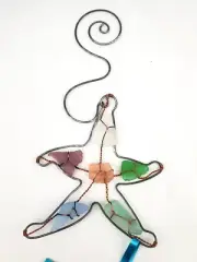 Handmade Sea Glass Wire Starfish Ornament Decoration Cape Cod Coastal 8" __